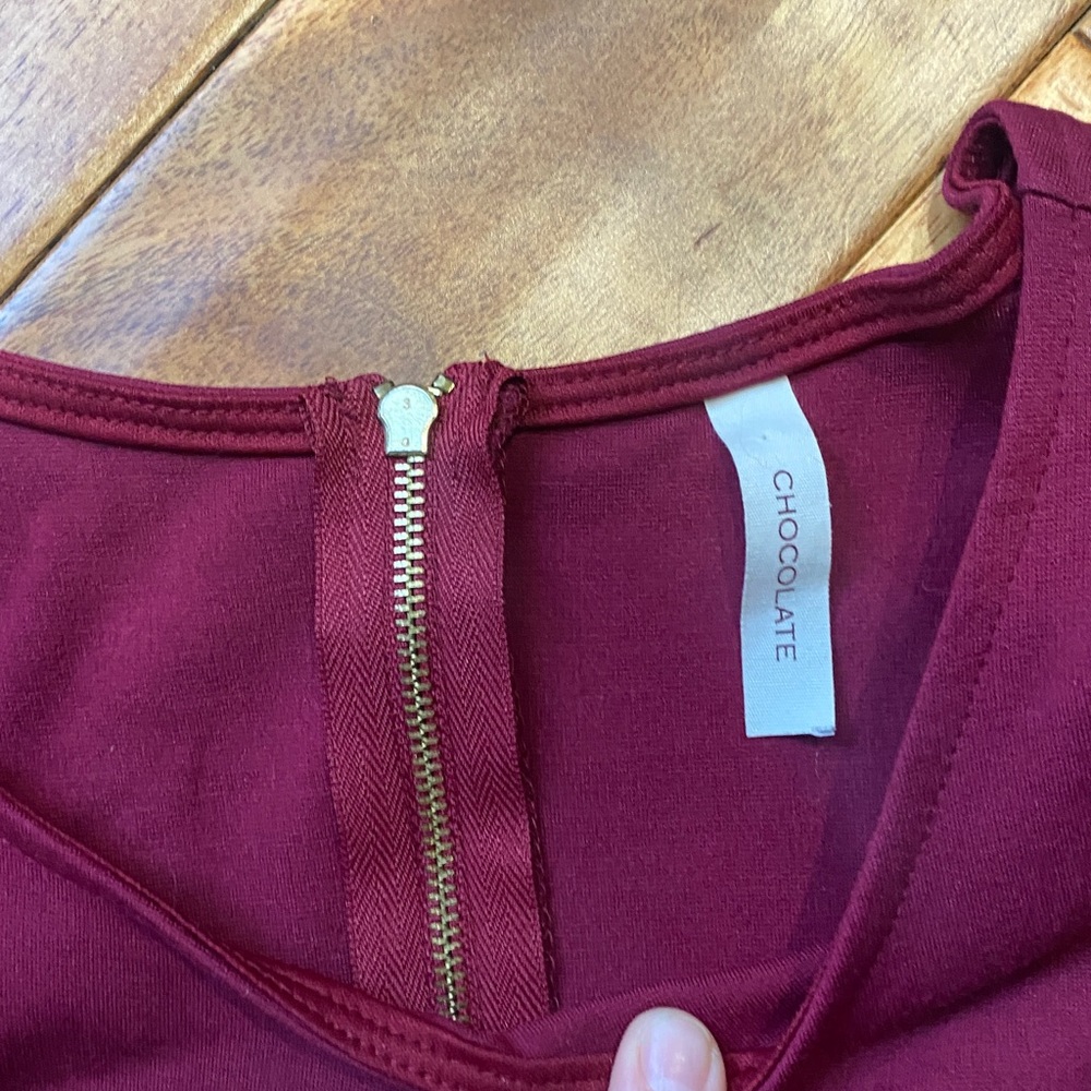 Chocolate Burgundy Asymmetrical Dress - Picture 2 of 5
